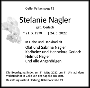 Traueranzeige von Stefanie Gerlach von Cellesche Zeitung