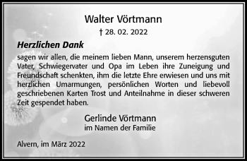 Traueranzeige von Walter Vörtmann von Cellesche Zeitung