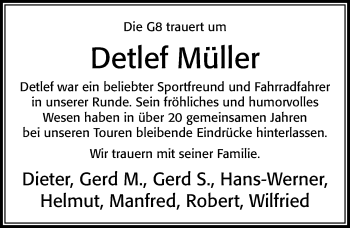 Traueranzeige von Detlef Müller von Cellesche Zeitung