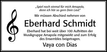 Traueranzeige von Eberhard Schmidt von Cellesche Zeitung