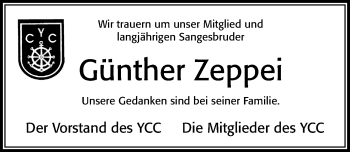 Traueranzeige von Günther Zeppei von Cellesche Zeitung