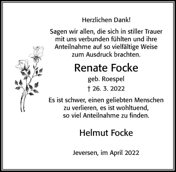 Traueranzeige von Renate Focke von Cellesche Zeitung