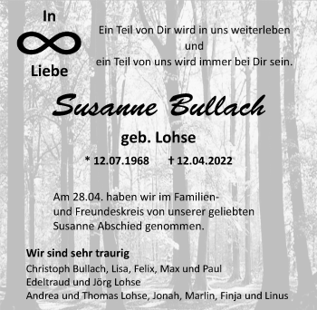 Traueranzeige von Susanne Bullach von Cellesche Zeitung