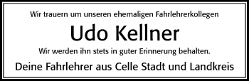 Traueranzeige von Udo Kellner von Cellesche Zeitung