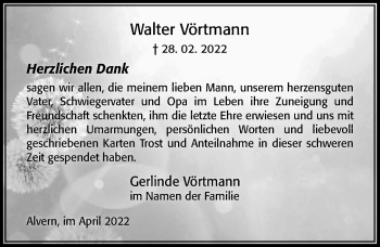 Traueranzeige von Walter Vörtmann von Cellesche Zeitung