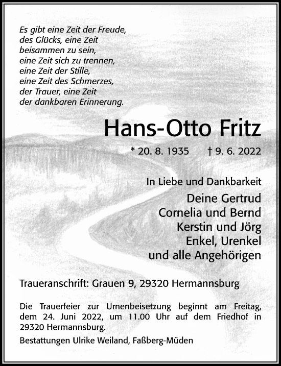 Traueranzeige von Hans-Otto Fritz von Cellesche Zeitung