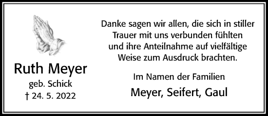 Traueranzeige von Ruth Meyer von Cellesche Zeitung