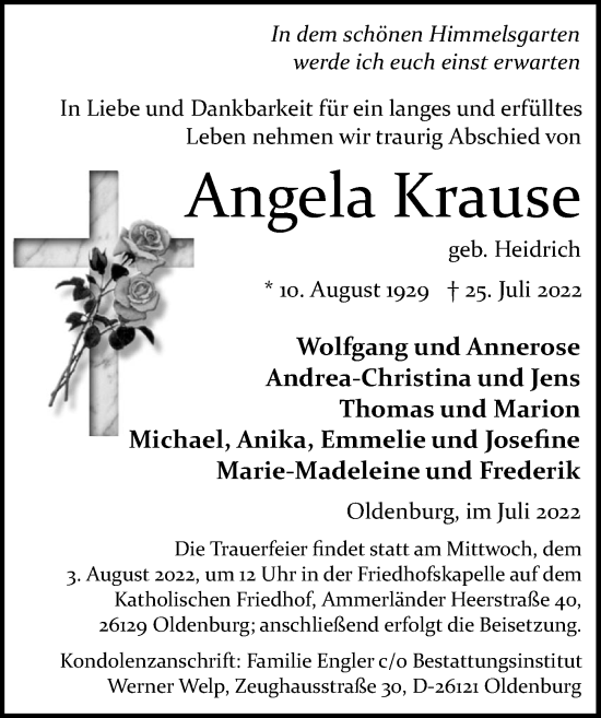 Traueranzeige von Angela Krause von Cellesche Zeitung