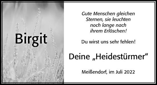 Traueranzeige von Birgit  von Cellesche Zeitung
