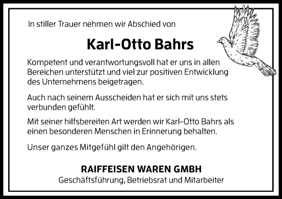 Traueranzeige von Karl-Otto Bahrs von Cellesche Zeitung