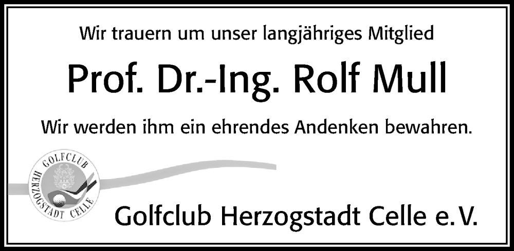  Traueranzeige für Rolf Mull vom 06.08.2022 aus Cellesche Zeitung