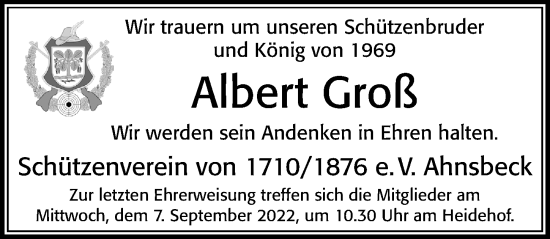 Traueranzeige von Albert Groß von Cellesche Zeitung