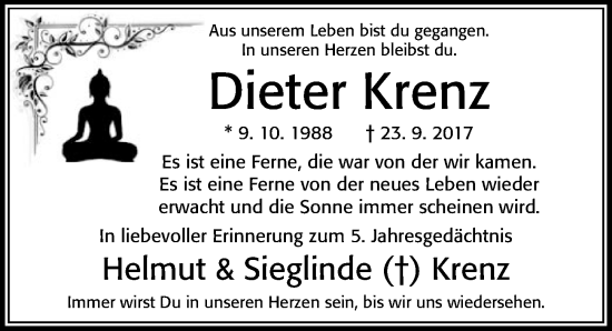 Traueranzeige von Dieter Krenz von Cellesche Zeitung