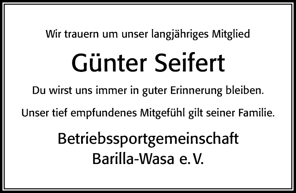  Traueranzeige für Günter Seifert vom 20.09.2022 aus Cellesche Zeitung