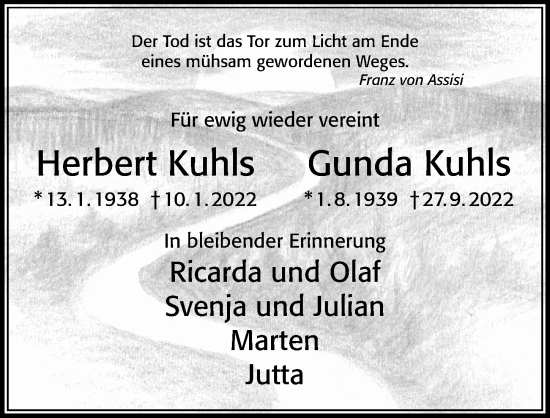 Traueranzeige von Herbert Kuhls von Cellesche Zeitung