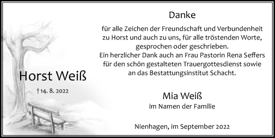 Traueranzeige von Horst Weiß von Cellesche Zeitung