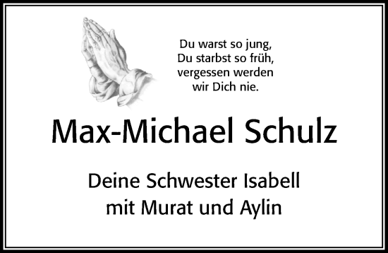 Traueranzeige von Max-Michael Schulz von Cellesche Zeitung