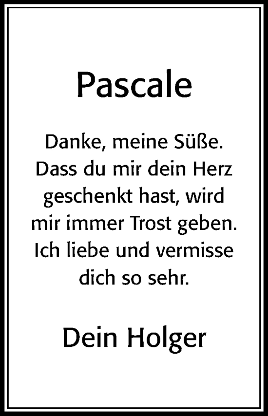 Traueranzeige von Pascale  von Cellesche Zeitung