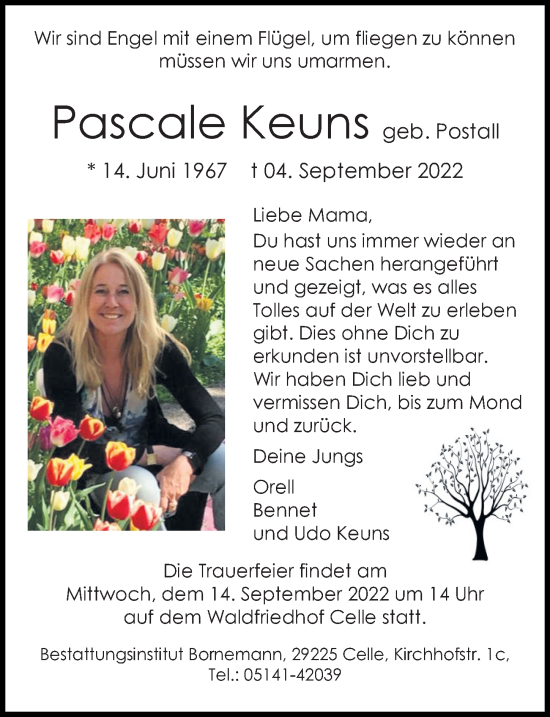 Traueranzeige von Pascale Keuns von Cellesche Zeitung