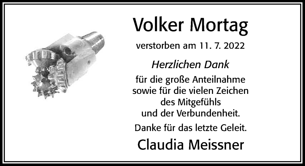  Traueranzeige für Volker Mortag vom 03.09.2022 aus Cellesche Zeitung