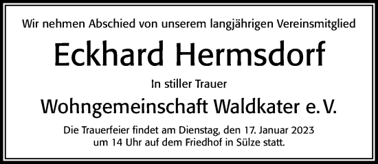 Traueranzeige von Eckhard Hermsdorf von Cellesche Zeitung