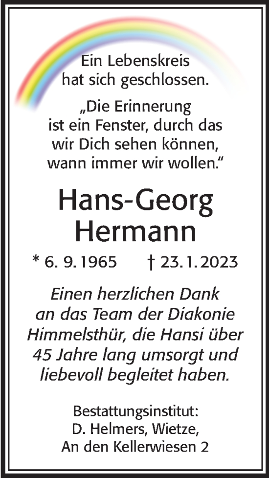Traueranzeigen von Hermann Trauerportal der Celleschen Zeitung