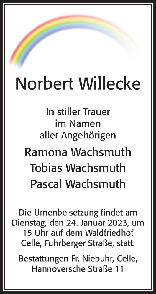  Traueranzeige für Norbert Willecke vom 21.01.2023 aus Cellesche Zeitung