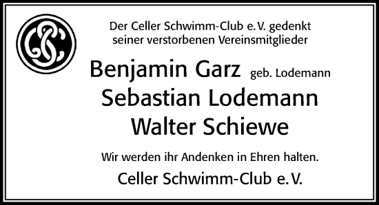 Traueranzeige von Im Gedenken 2023 von Cellesche Zeitung