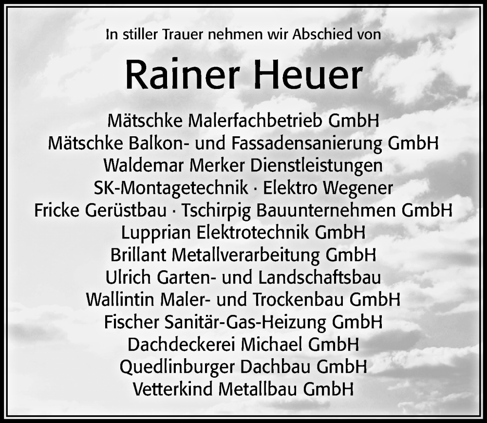  Traueranzeige für Rainer Heuer vom 02.12.2023 aus Cellesche Zeitung