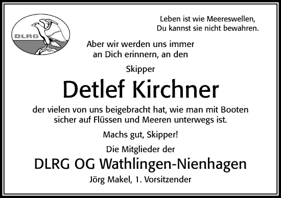 Traueranzeige von Detlef Kirchner von Cellesche Zeitung