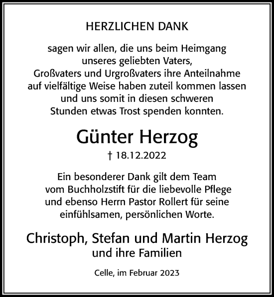 Traueranzeige von Günter Herzog von Cellesche Zeitung