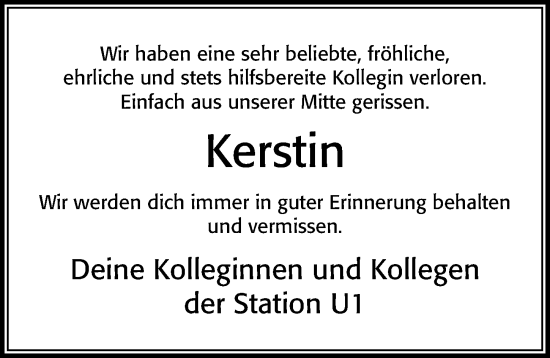 Traueranzeige von Kerstin  von Cellesche Zeitung