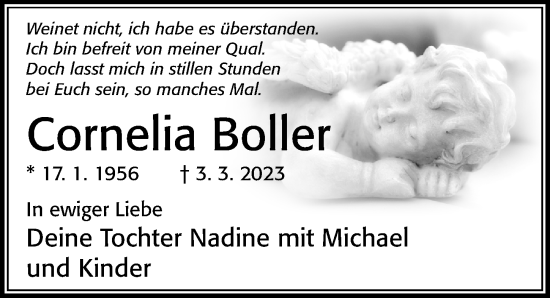 Traueranzeige von Cornelia Boller von Cellesche Zeitung