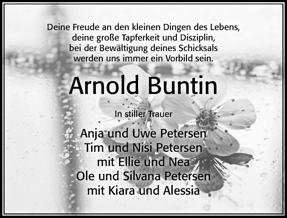  Traueranzeige für Arnold Buntin vom 19.04.2023 aus Cellesche Zeitung