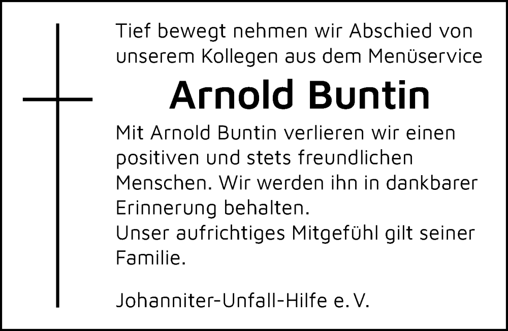  Traueranzeige für Arnold Buntin vom 19.04.2023 aus Cellesche Zeitung