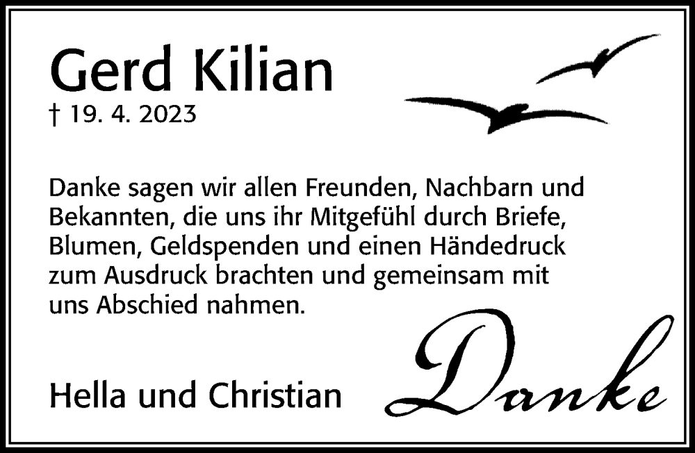  Traueranzeige für Gerd Kilian vom 03.06.2023 aus Cellesche Zeitung