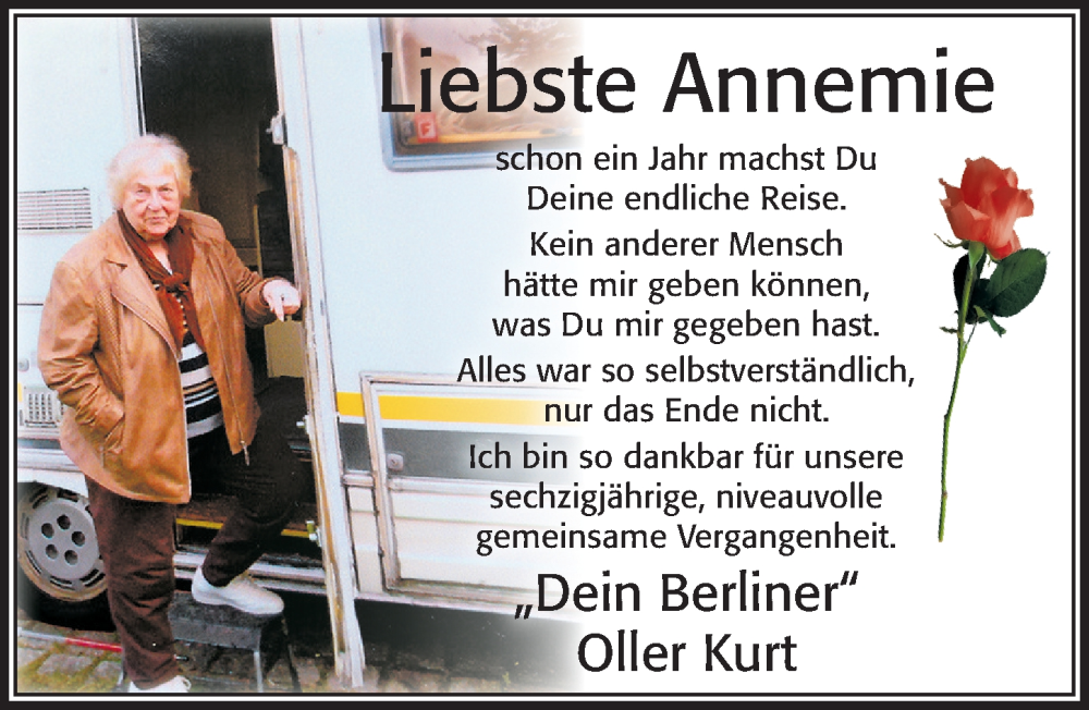  Traueranzeige für Annemie  vom 25.09.2023 aus Cellesche Zeitung