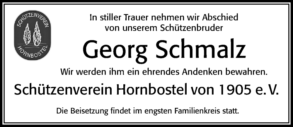  Traueranzeige für Georg Schmalz vom 16.09.2023 aus Cellesche Zeitung