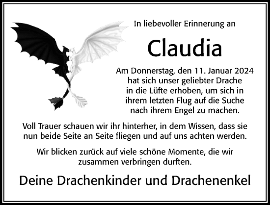 Traueranzeige von Claudia Winzig-Kessel von Cellesche Zeitung
