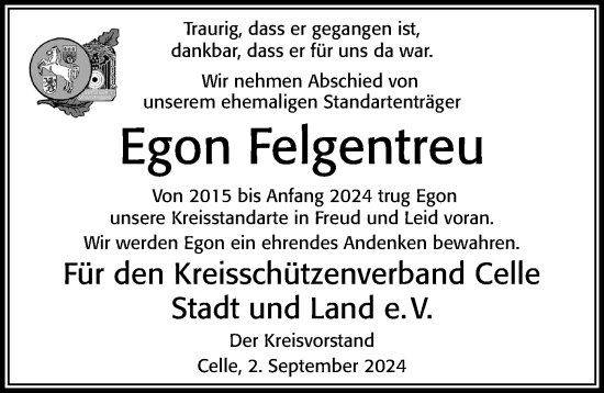 Traueranzeige von Egon Felgentreu von Cellesche Zeitung
