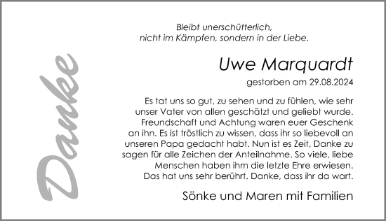 Traueranzeige von Uwe Marquardt von Cellesche Zeitung