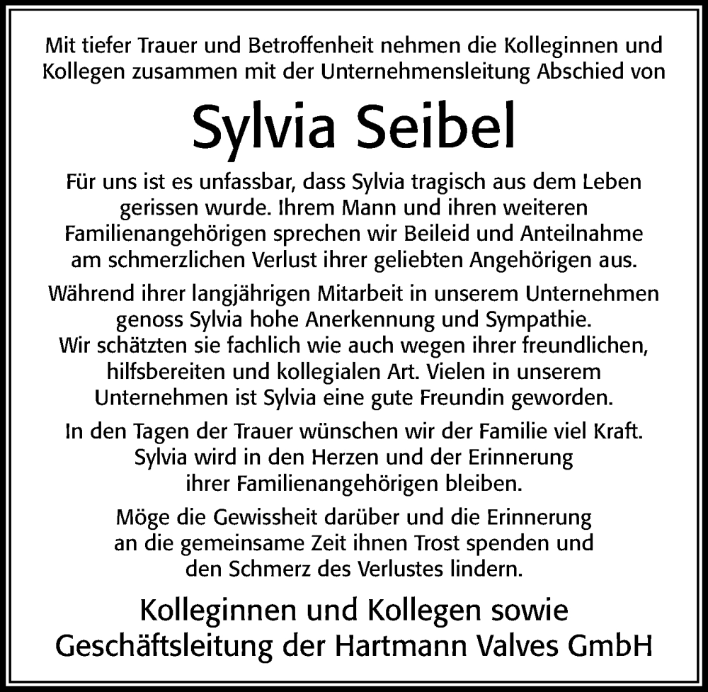  Traueranzeige für Sylvia Seibel vom 02.11.2024 aus Cellesche Zeitung