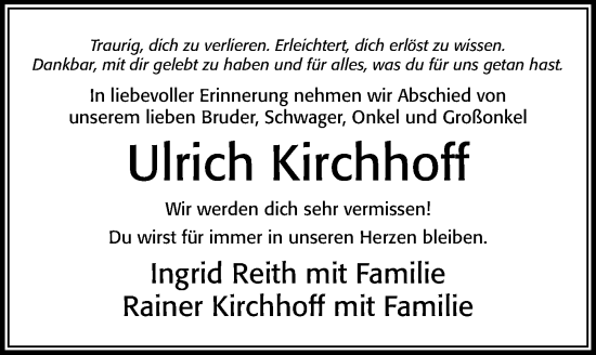 Traueranzeige von Ulrich Kirchhoff von Cellesche Zeitung