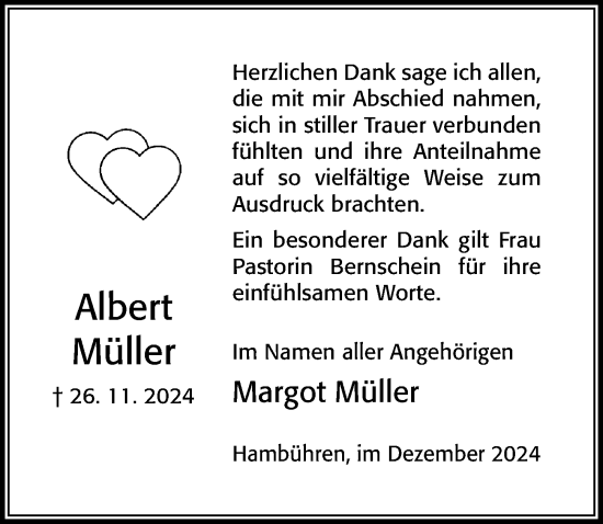 Traueranzeige von Albert Müller von Cellesche Zeitung