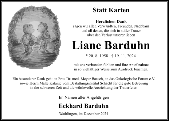 Traueranzeige von Liane Barduhn von Cellesche Zeitung