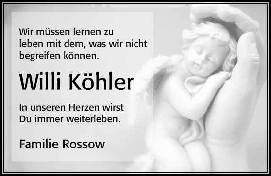 Traueranzeige von Willi Köhler von Cellesche Zeitung