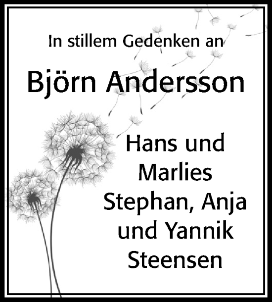 Traueranzeige von Björn Andersson von Cellesche Zeitung
