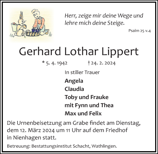 Traueranzeige von Gerhard Lothar von Cellesche Zeitung