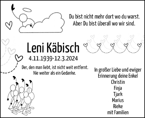 Traueranzeige von Leni Käbisch von Cellesche Zeitung