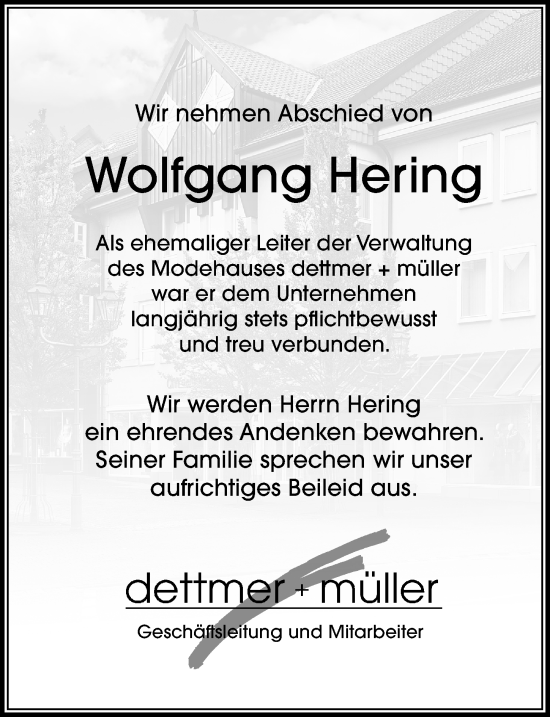 Traueranzeige von Wolfgang Hering von Cellesche Zeitung
